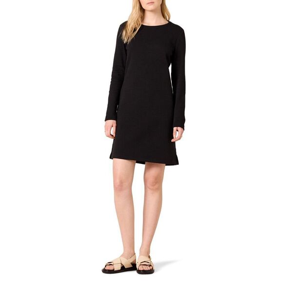 Essentials Women's Crewneck Long-Sleeve Fleece Above-The-Knee Dress Small Black - Picture 1 of 15